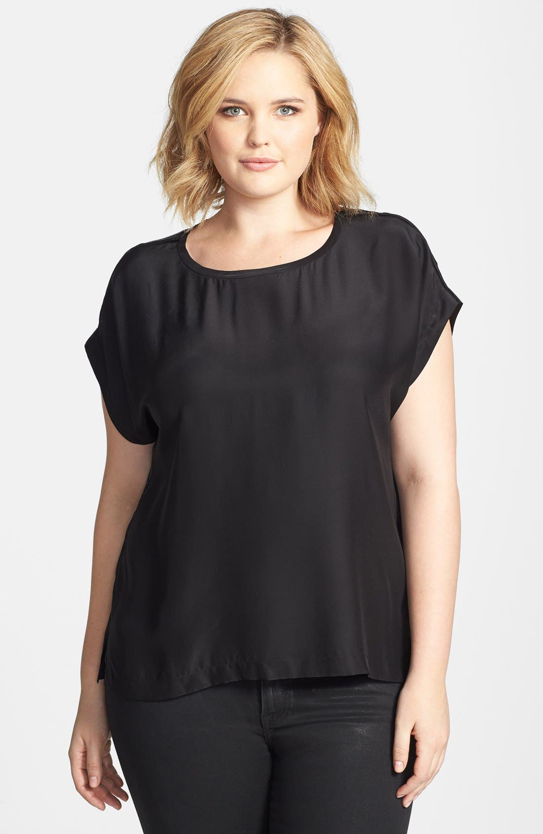 Sejour Silk Satin Blouse (Plus Size) Nordstrom