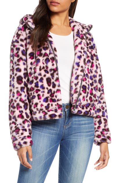 Ugg Mandy Faux Fur Hooded Jacket In Leopard Fairy Tale
