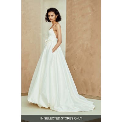 Nouvelle Amsale Camilla Bubble Hem Taffeta Ballgown, Size - White