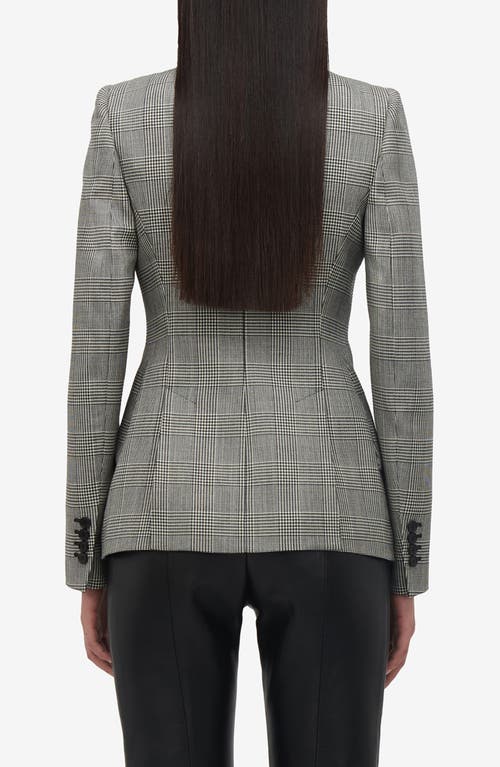 Shop Alexander Mcqueen Prince Of Wales Check Tailored Wool Blazer In Black/ivory