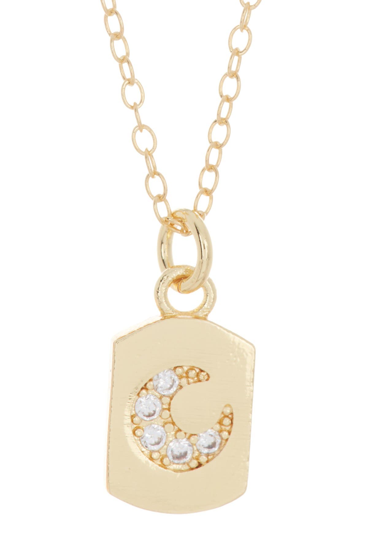 Adornia 14k Gold Plated Sterling Silver Engraved Cz Moon Mini Dog Pendant Necklace In Yellow
