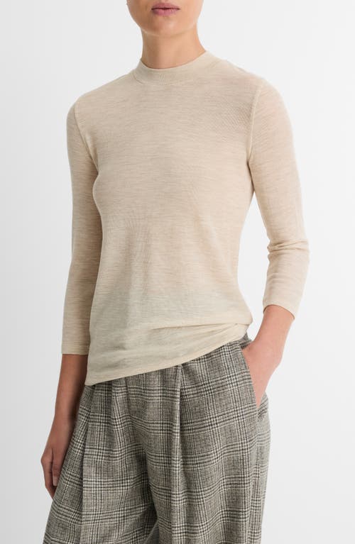 Shop Vince Crewneck Wool Top In Lightt Heather Ecru