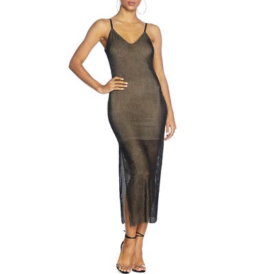 Cosmopolitan Dress The Population Cammie Mesh Midi Dress, Black