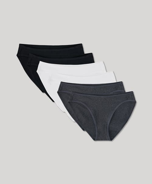 Pact Organic Cotton Everyday Classic Fit Bikini 6-pack In Charcoal Basics