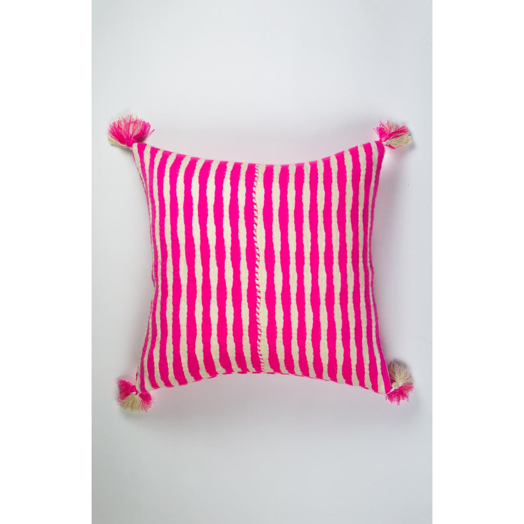 ARCHIVE NEW YORK ARCHIVE NEW YORK ANTIGUA NEON STRIPED HANDWOVEN COTTON THROW PILLOW