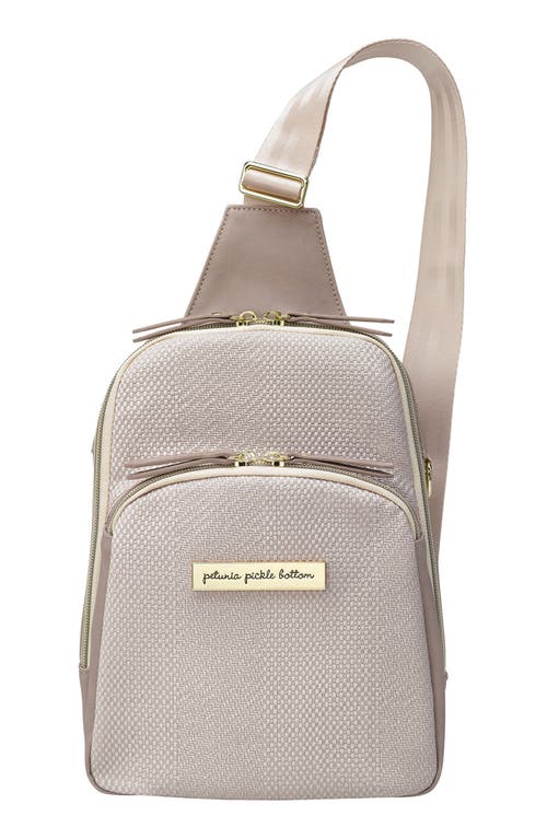 Petunia Pickle Bottom Crisscross Sling Bag in Grey Matte Cable Stitch 