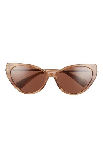Shop Max Mara 57mm Cat Eye Sunglasses In Brown/gold/brown