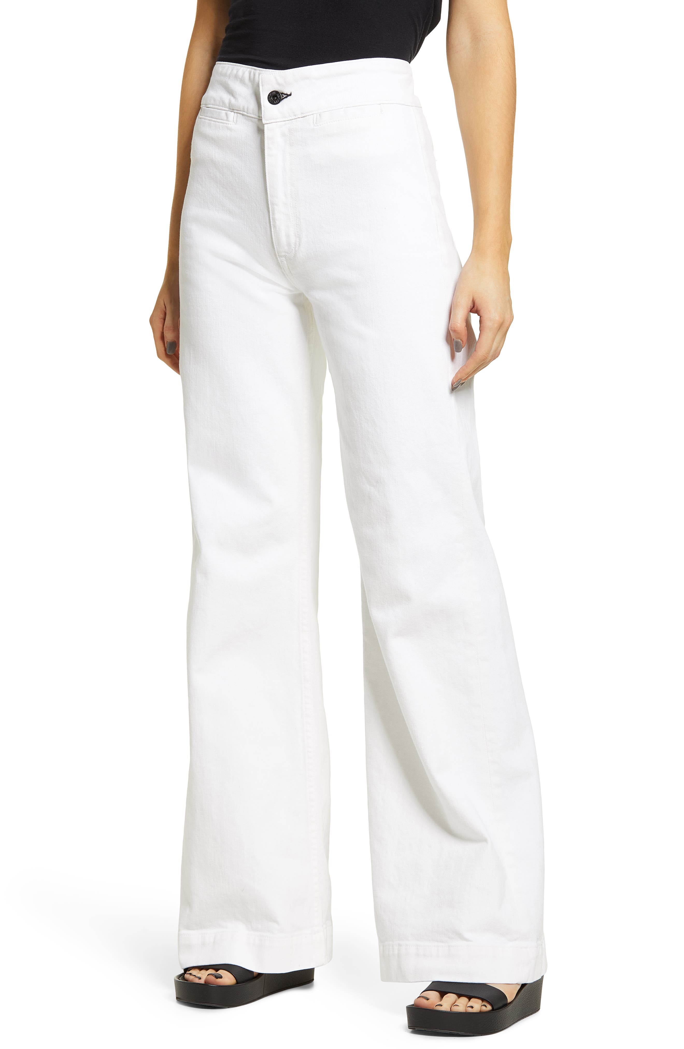 white flare jeans