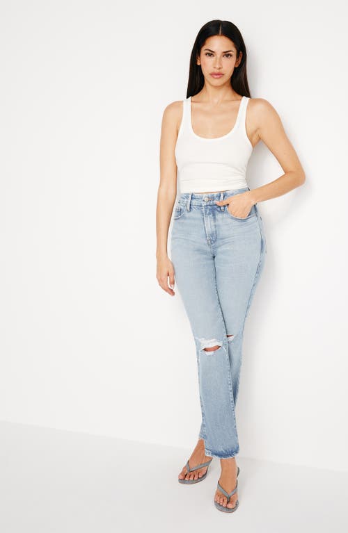 Shop Good American Good Legs Ripped Straight Leg Jeans In Indigo510