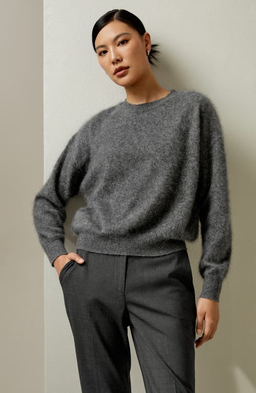 Shop Lilysilk Classic Round Neck Cashmere Sweater For Women In Dark Gray