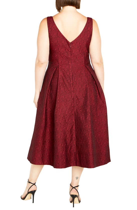 Shop City Chic Estella Jacquard Midi Dress In Love Red
