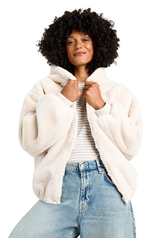 Shop Splendid Mikki Faux Fur Hoodie In Snow