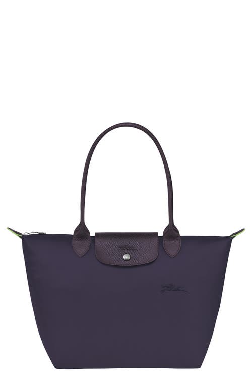 Medium Le Pliage Green Recycled Canvas Shoulder Tote Bag in Bilberry