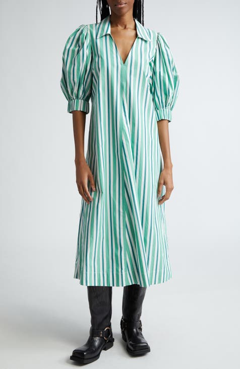 Stripe Organic Cotton Midi Shirtdress