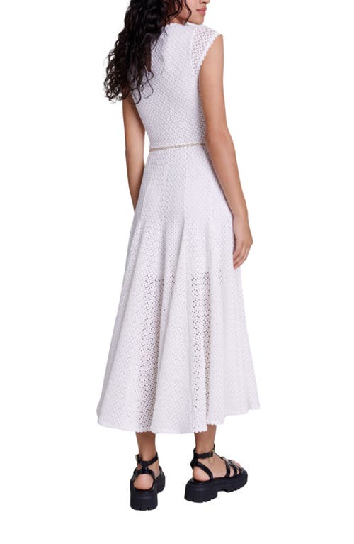 Shop Maje Crochet-knit Maxi Dress In White