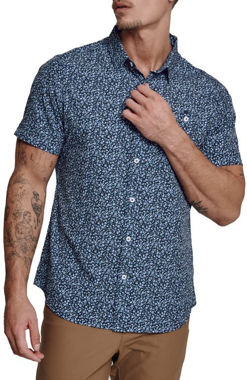 7 Diamonds Griffin Floral Short Sleeve Performance Button-Up Shirt Navy at Nordstrom,
