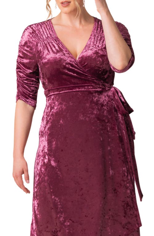 Shop Kiyonna Cara Crushed Velvet Wrap Gown In Sugar Plum