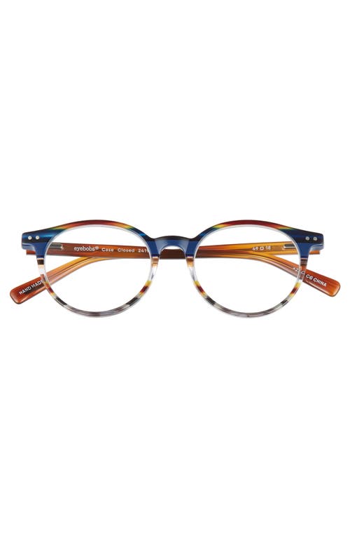 Shop Eyebobs Case Closed 49mm Round Reading Glasses In Blue Multi/clear