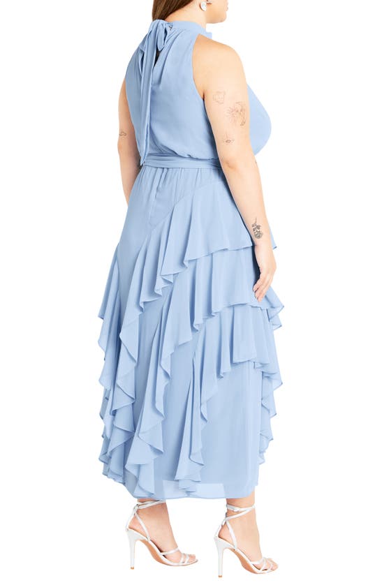 Shop City Chic Mandy Ruffle Sleeveless Dress In Baby Blue