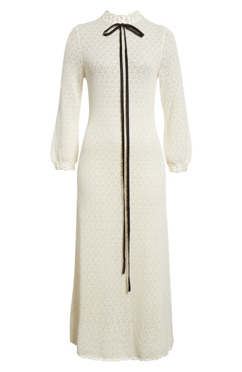 Shop Tanner Fletcher Gender Inclusive Patsy Long Sleeve Pointelle Knit Sweater Dress In Ivory