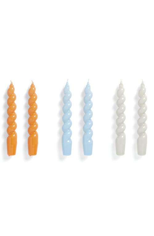 HAY Spiral 6-Pack Assorted Candles in Tangerine Light Blu Light Grey at Nordstrom