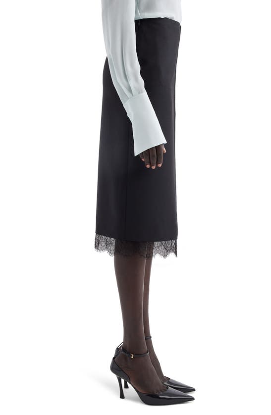 Shop Givenchy Lace Trim Wool & Mohair Skirt In Black