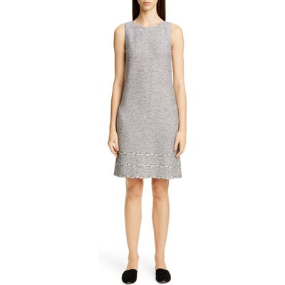 St. John Collection Luxury Crepe Tweed Knit Dress, Black