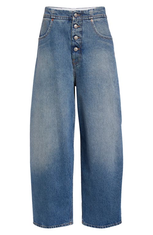 Shop Mm6 Maison Margiela Button Fly Balloon Leg Jeans In Light Blue