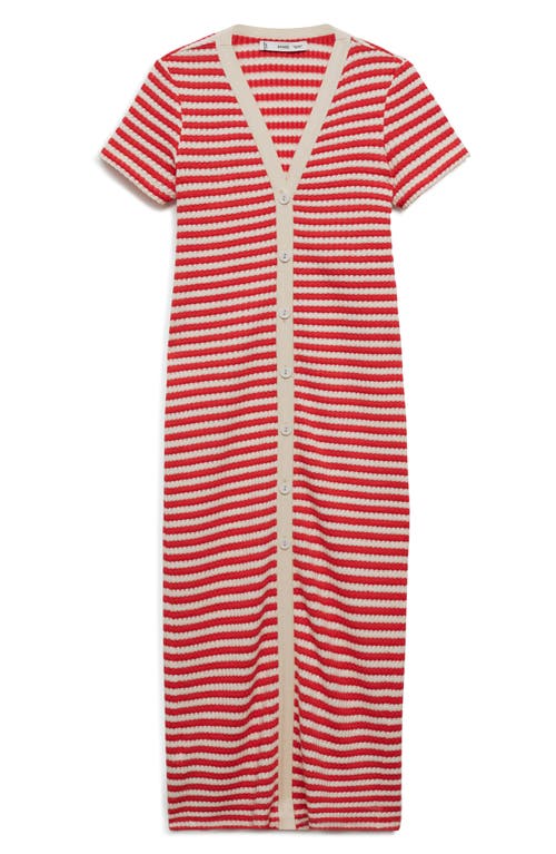 Mango Striped Jersey Dress Coral Red In Coral Red