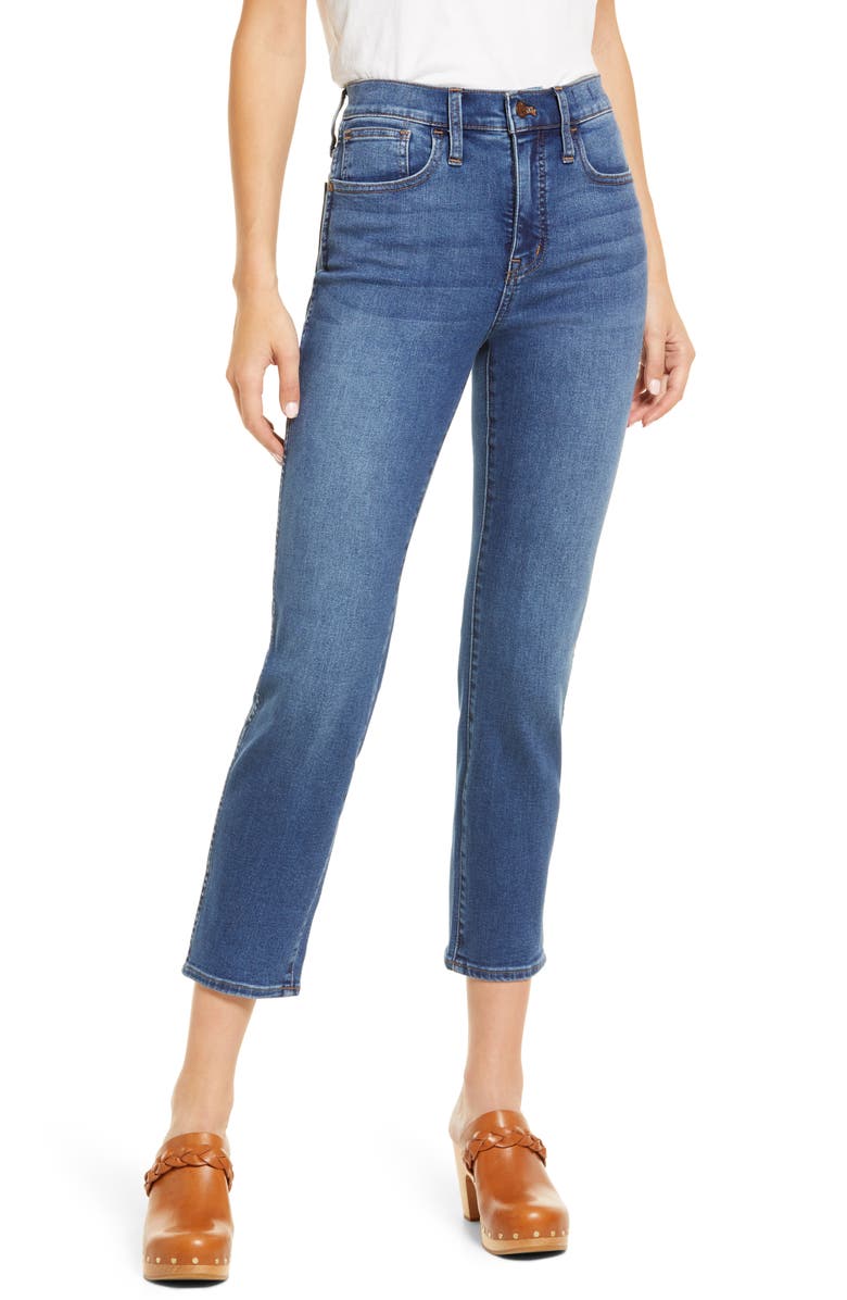 MADEWELL High-Rise Slim Straight Jeans, Main, color, GLYNN WASH