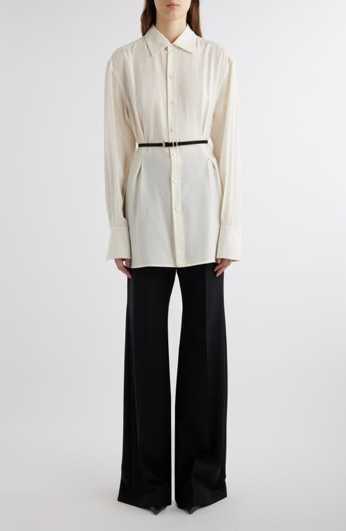 Shop Givenchy Belted Button-up Silk Tunic In Ecru