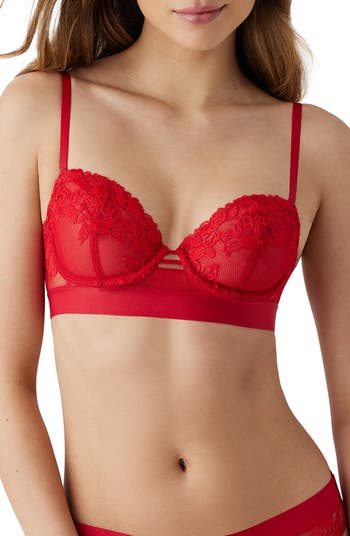 Unlined Corset Effect Bra - Candy red
