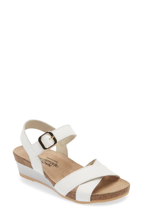 White Ankle Strap Sandals for Women