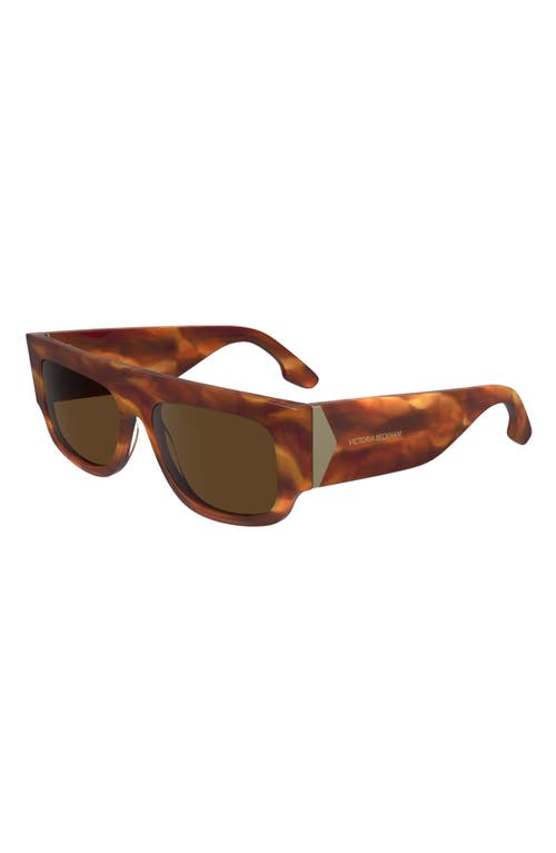 Shop Victoria Beckham V Plaque 55mm Modified Rectangular Sunglasses In Striped Blonde Havana