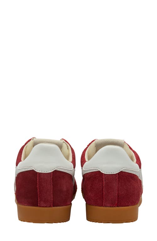 Gola Elan Deep Red Color Block Suede Leather Sneakers In Deep Red/white