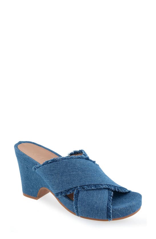 Aerosoles Madina Woven Heel Sandal In Medium Blue Denim