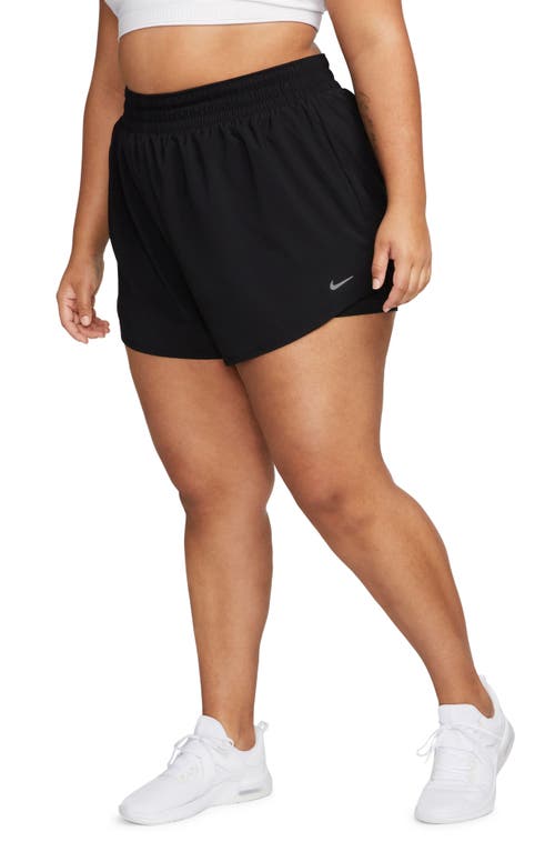 Nike Dri-fit One High Waist 2-in-1 Shorts In Black/reflective Silver