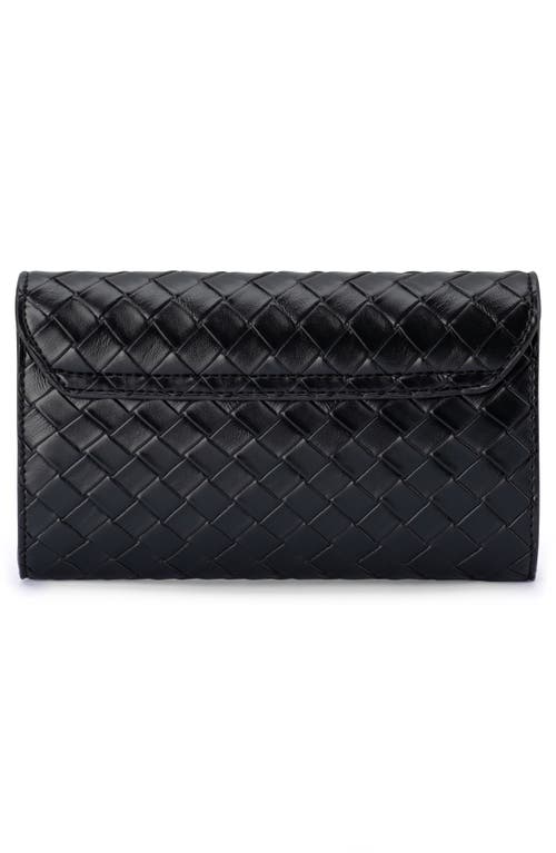 Shop Olga Berg Aisha Woven Faux Leather Clutch In Black