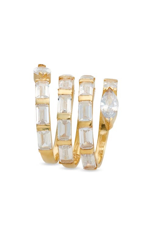 Shymi Cubic Zirconia Swirl Bypass Ring In Gold/white