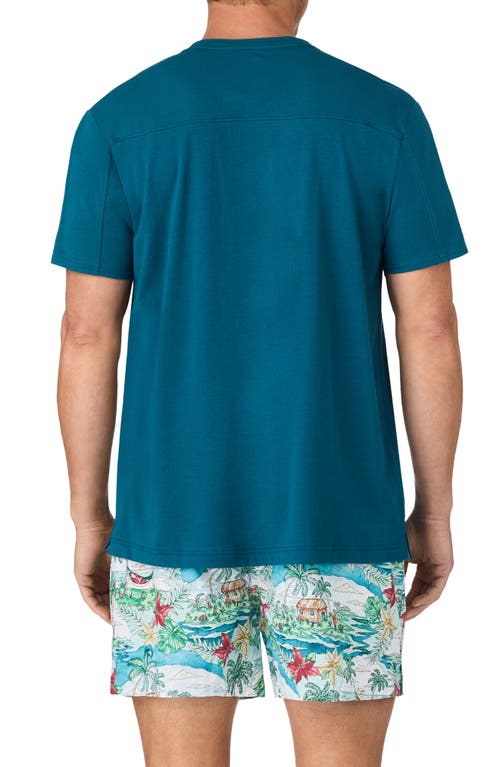 Shop Tommy Bahama Cotton Blend Pajama Henley In Dark Teal