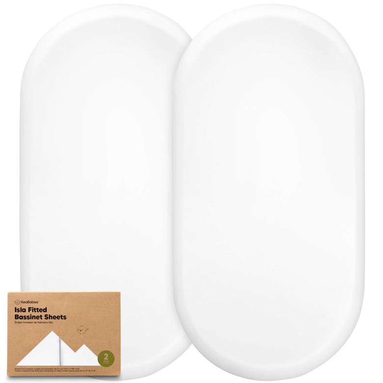 Keababies 2-pack Isla Fitted Bassinet Sheets In Soft White