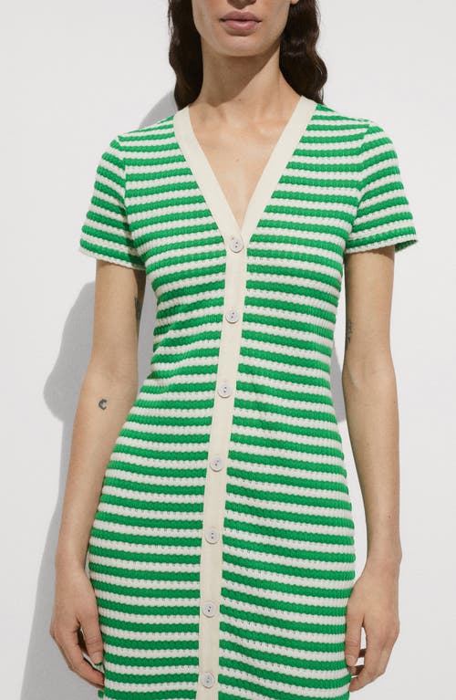 Mango Striped Jersey Dress Green In Green
