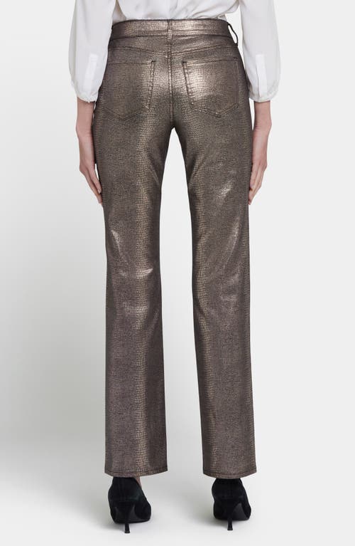 Nydj Marilyn Coated Straight Leg Jeans In Copper Coated Snake