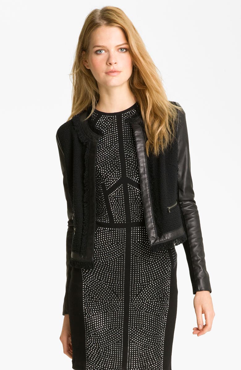 Rebecca Taylor Tweed & Leather Jacket | Nordstrom