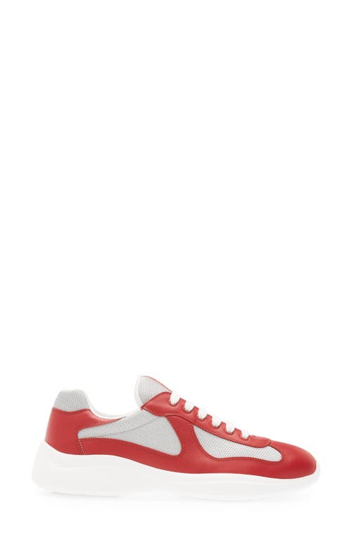 Shop Prada America's Cup Sneaker In Scarlatto/argento