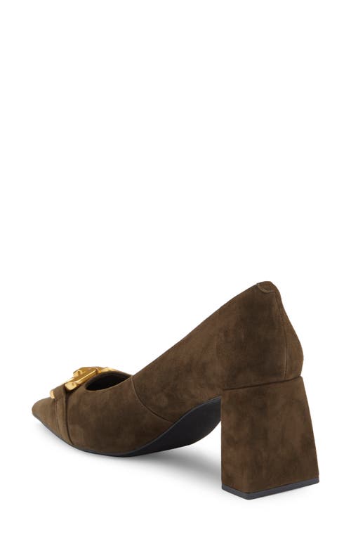 Shop Jeffrey Campbell Lasting Pointed Toe Pump In Dark Khaki Suede Bronze