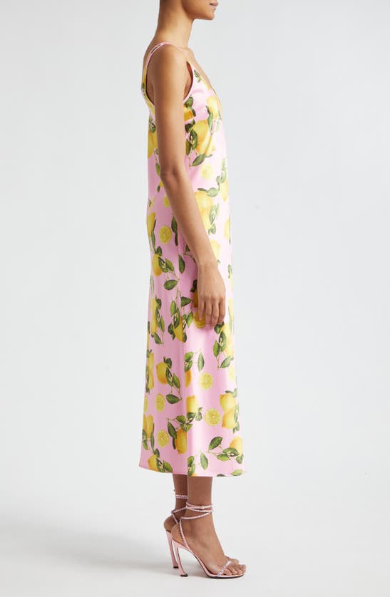 Shop L Agence L'agence Akiya Satin Tank Dress In Cotton Candy Multi Lemon