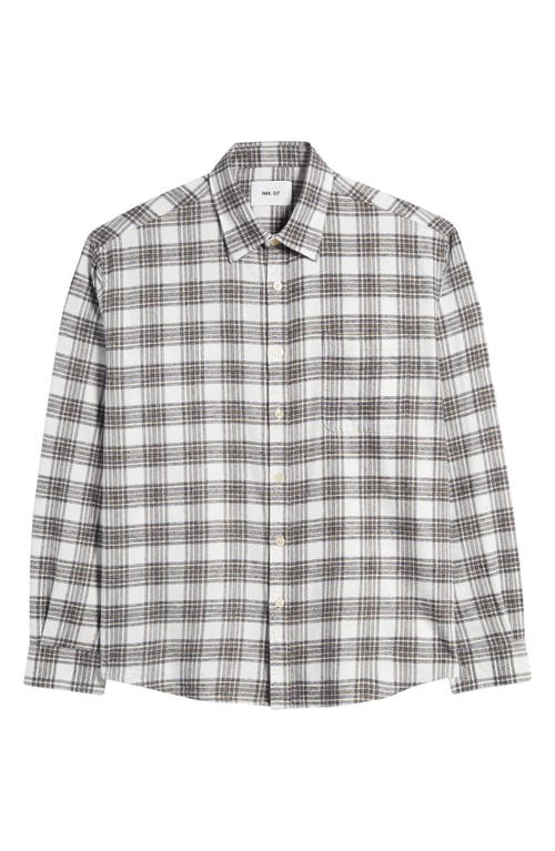 NN07 Deon 5465 Plaid Organic Cotton Flannel Button-Up Shirt Check at Nordstrom,
