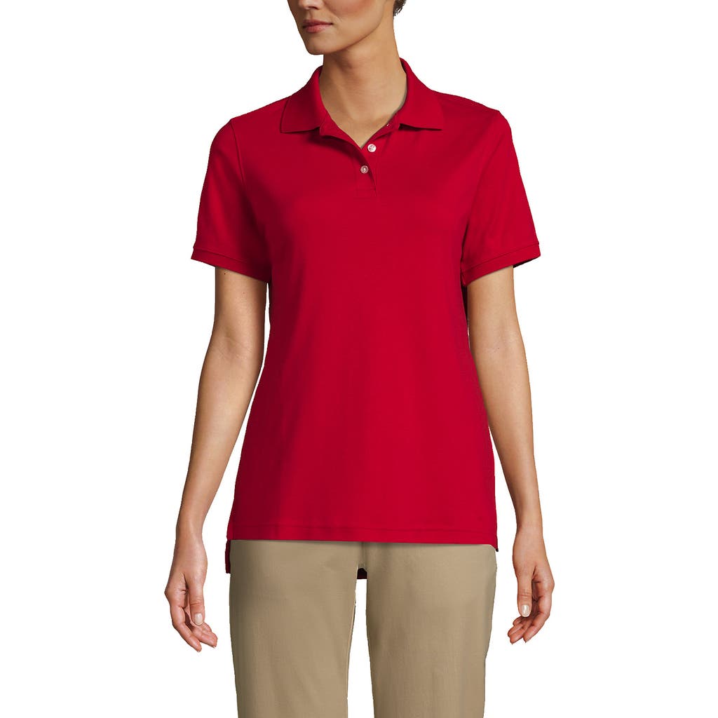 Lands' End School Uniform Short Sleeve Interlock Polo Shirt In Red