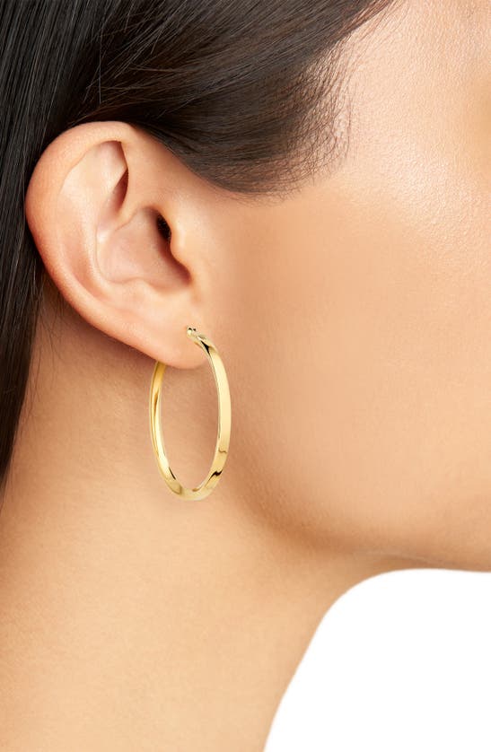 Shop Argento Vivo Sterling Silver Flat Bevel Hoop Earrings In Gold